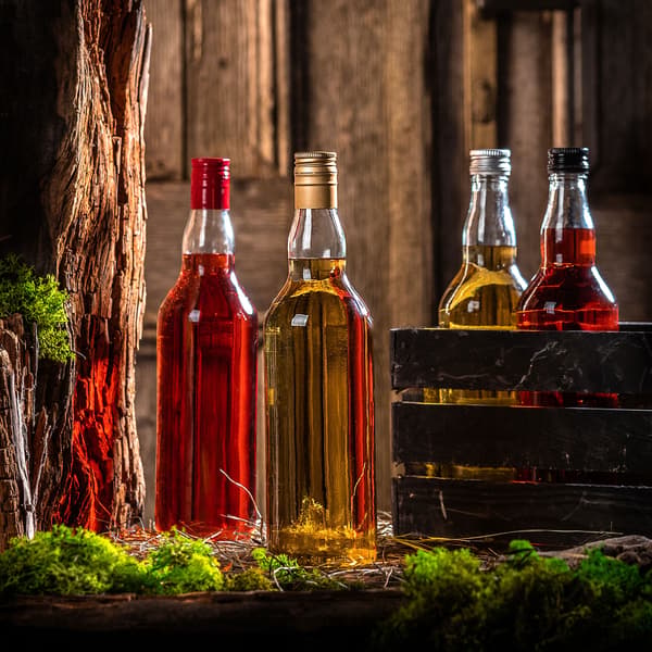 KADAX 5 stk. Monopol-flasker 700 ml 0,7 l med låg til Moonshine Vodka-juice