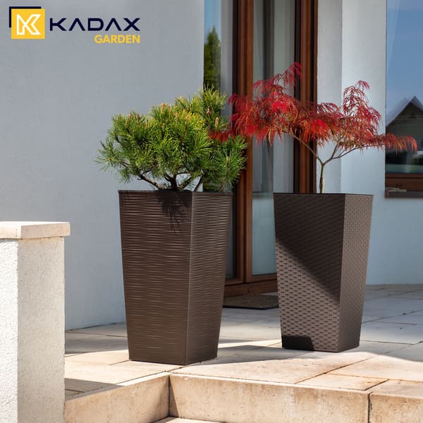 KADAX Blomkruka med insats, lock, blomställning, hög trädgårdskruka mocha 29x57cm