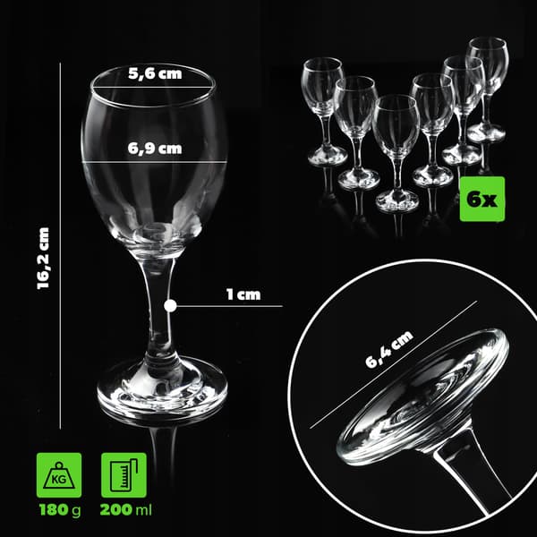 KADAX Vitvinsglas 6 delar 200 ml Set Elegant Glasset