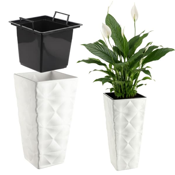KADAX Blomkruka trädgårdskruka med blominsats stor hög terrass 75 cm vit