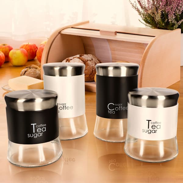 KADAX Te Kaffe Socker Glas Matbehållare med Lock 750 ml Svart