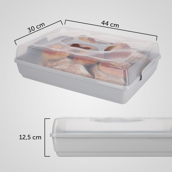 KADAX Plastbehållare för kakor, bakverk, kakask, rektangulär, stor