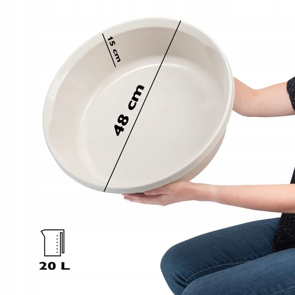 KADAX tvättställ 20L stor rund plastbehållare
