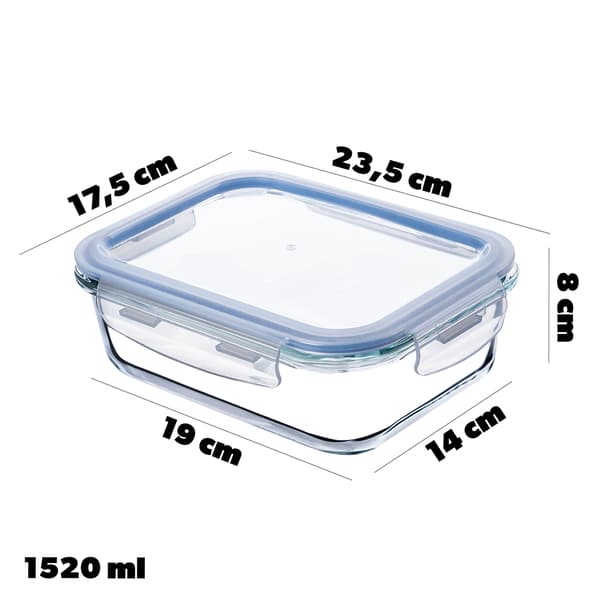 KADAX Glasmatbehållare 1520ml Med Lock Matlåda 3x