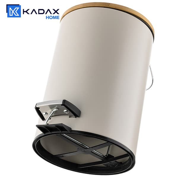 KADAX Liten 3L Badrumsavfallskorg i bambu med pedal, Beige Matt