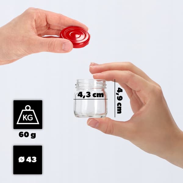 KADAX 10 stk. glaskrukke 40 ml til honning, krydderier, gave + låg