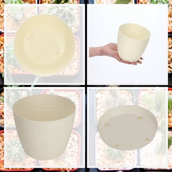 KADAX Urtepotte 13cm Rund Plastik Urtepotte Låg Creme