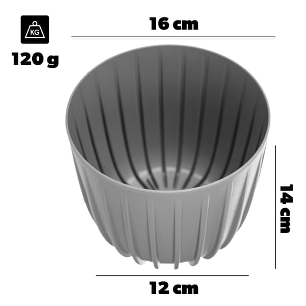KADAX Urtepotte Urtepottedæksel 16 cm Rund Plastik Blomsterfod Grå