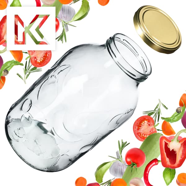 KADAX Glasburk 5L Gurka 5000ml + Kork Fi 100 Mönster