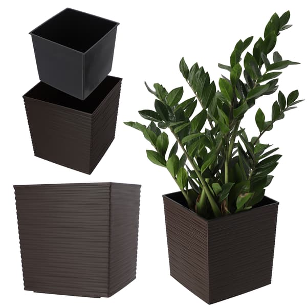 KADAX Blomkruka 30 cm Plastlock Mocha Med Insats