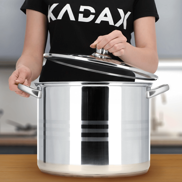 KADAX Stor Rustfri Stål Induktionsgryde med Låg, Gas, 34cm, 21L, Høj