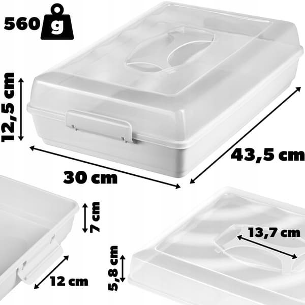 KADAX Rektangulär Plastbehållare för Kakor, Bakverk, Kakask, Stor