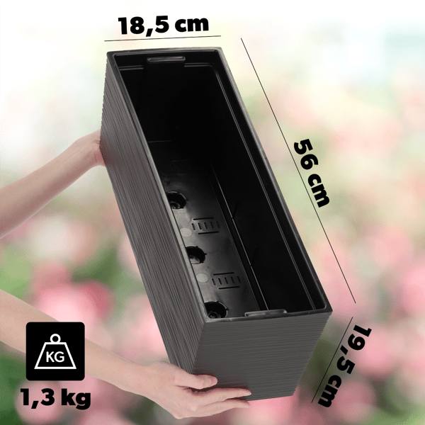 KADAX Urtepotte Balkonkasse med Indsats Blomsterstativ til Balustrade 19x56cm