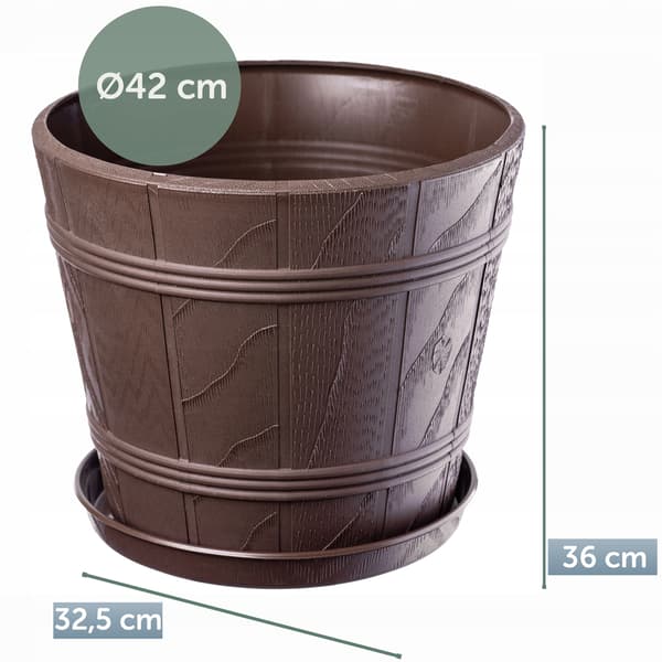 KADAX Urtepotte 42cm Trælignende Låg Plastik Blomsterstativ