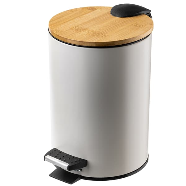KADAX Liten 3L Badrumsavfallskorg i bambu med pedal, Beige Matt