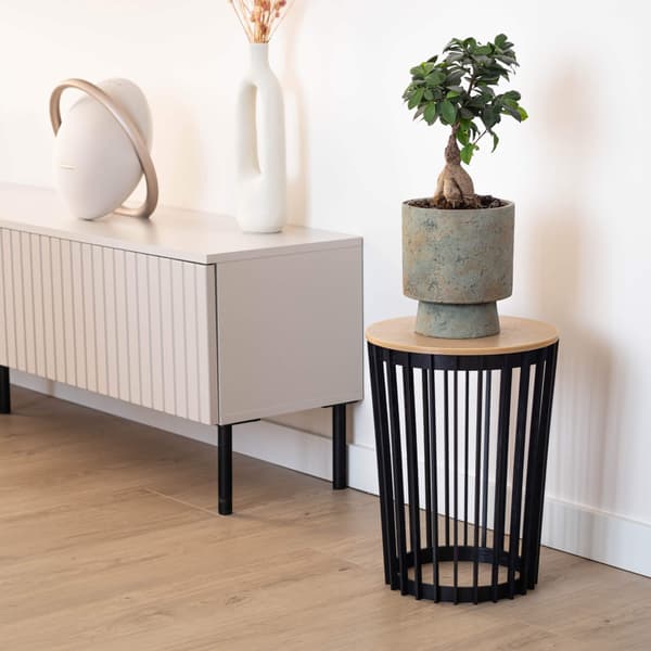 KADAX Rundt Sofabord Sort Lille Loft Havekurv til Altan Gennembrudt 40cm