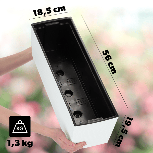 KADAX Urtepotte Balkonkasse med Indsats Blomsterstativ til Balustrade 19x56cm