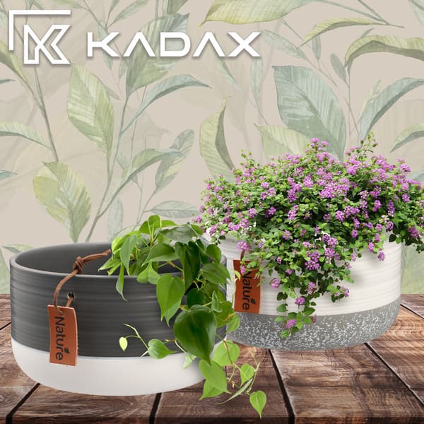 KADAX Keramik Urtepotte, Urtepotte, Rund, 17 cm, Grå