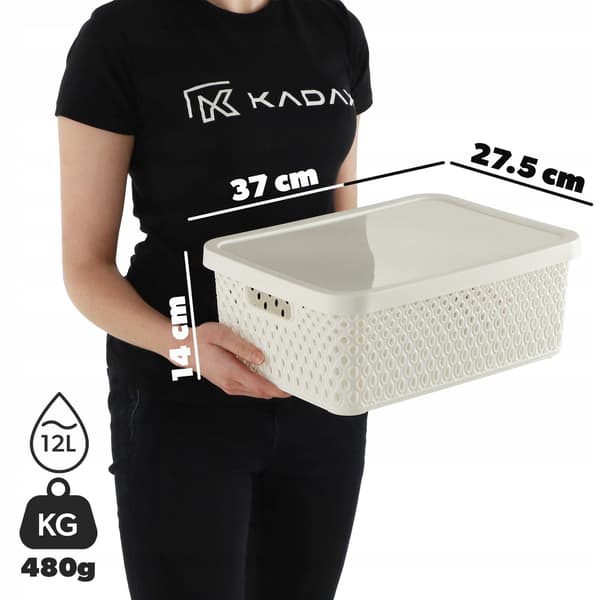 KADAX Korg med lock Förvaringslåda 12L Vit