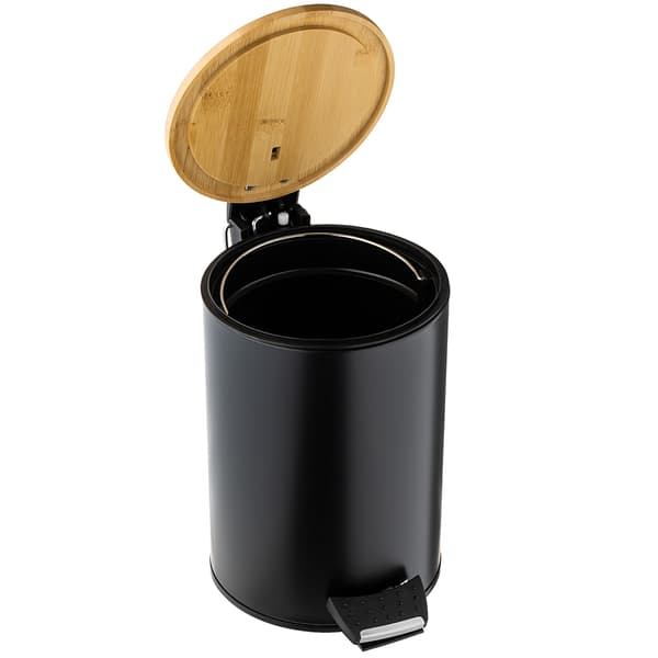 KADAX Liten 3L Badrumsavfallskorg i bambu med pedal, mattsvart