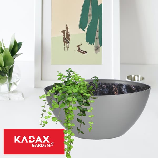 KADAX Urtepotte 30cm Oval Urtepottedæksel Plastik Sølv