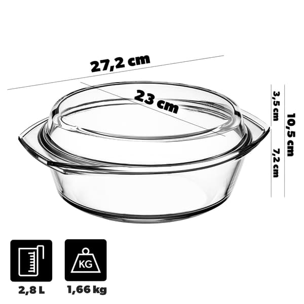 KADAX 2,8L Rund Ugnsform i Glas med Lock