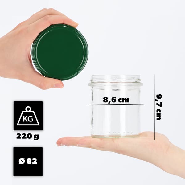 KADAX Avila muurauspurkit 350ml 10kpl 82mm + vihreät kannet