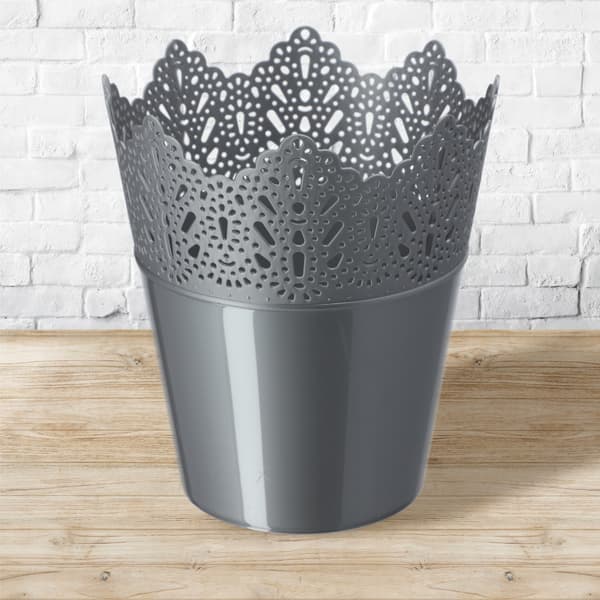 KADAX Urtepotte, Urtepotte, Låg, Høj, Plast, 16,5 cm, Grå