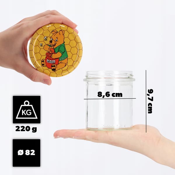 KADAX Avila muurauspurkit 350ml 50kpl 82mm + kannet "Honey"