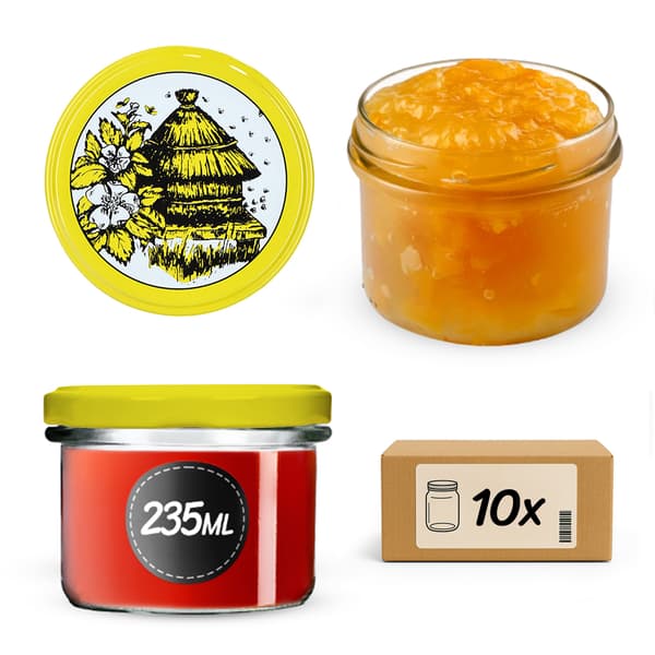 KADAX Tartu muurauspurkit 235ml 10kpl 82mm + "Bees" kannet