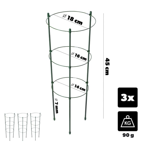 KADAX Ringstöd för växter och blommor 45 cm metallstödringar 3 st