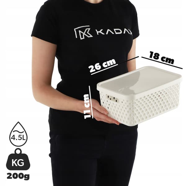 KADAX Korg med lock Förvaringslåda för behållare 4,5 l vit