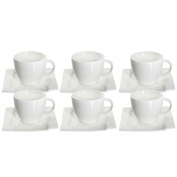 KADAX Hvide Kaffekopper Sæt 6 Kopper 220ml Porcelæn Gave