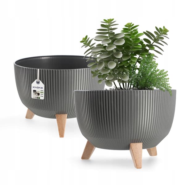 KADAX Blomkruka, Planter, Lock, Ben, Insats, Blomställning, 29cm, Grafit, Rund Skål