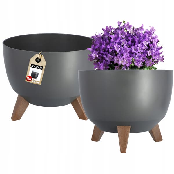 KADAX Blomkruka, Planter, Lock, Ben, Insats, Blomställning, 29 cm, Antracit, Skål, 2 st.