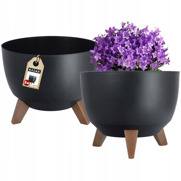 KADAX Blomkruka, Planter, Lock, Ben, Insats, Blomställning, 29 cm, Svart, Rund, 2 st.