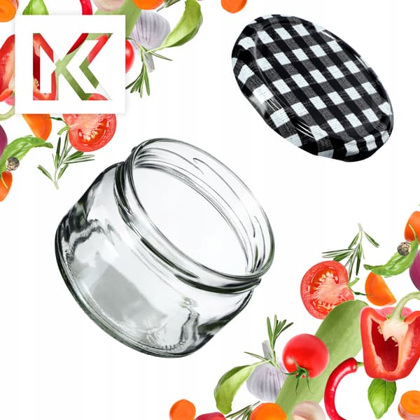 KADAX Denia purkituspurkit 250ml 10kpl 82mm + kansi "Black grid"