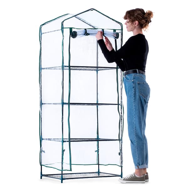 KADAX Mini parvekekasvihuone hyllyillä, 4 hyllyä, 170 x 68 x 48 cm