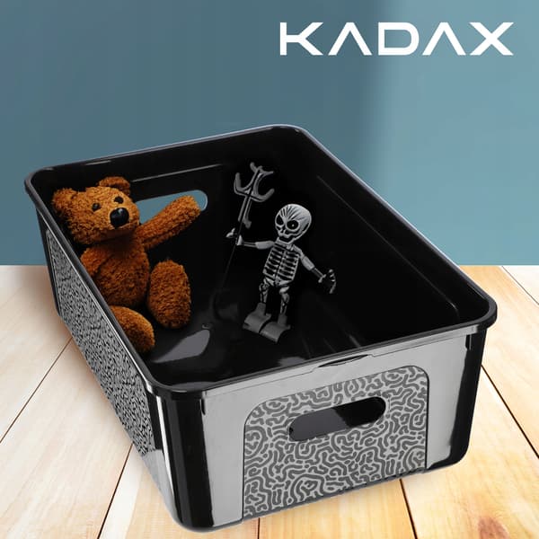 KADAX 11L plastikbeholder med låg, sort, aflåselig kasseorganisator