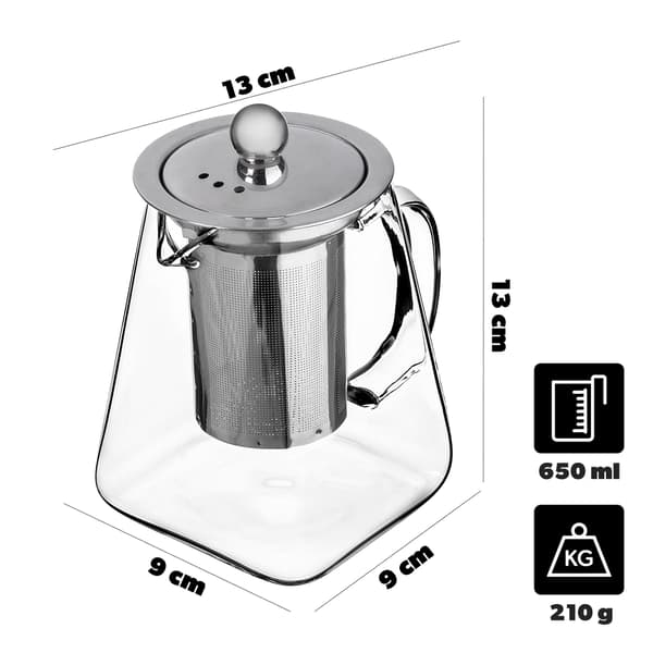 KADAX 650 ml värmebeständig tekanna i glas med teinfusionsrör för örtte
