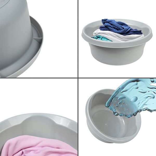 KADAX Tvättställ 2L Plast Rund Skål Grå