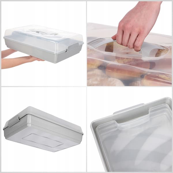 KADAX Plastbehållare för kakor, bakverk, kakask, rektangulär, stor