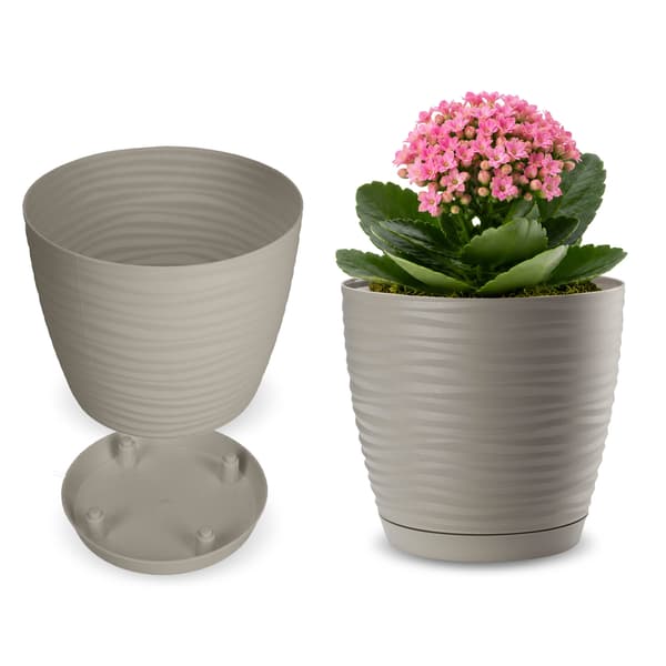 KADAX Blomkruka 13cm Rund Plast Blomkruka Grå