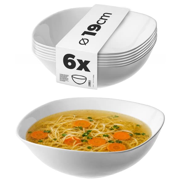 KADAX salatskål 19 cm glasskåle til suppe og snacks hvid sæt med 6