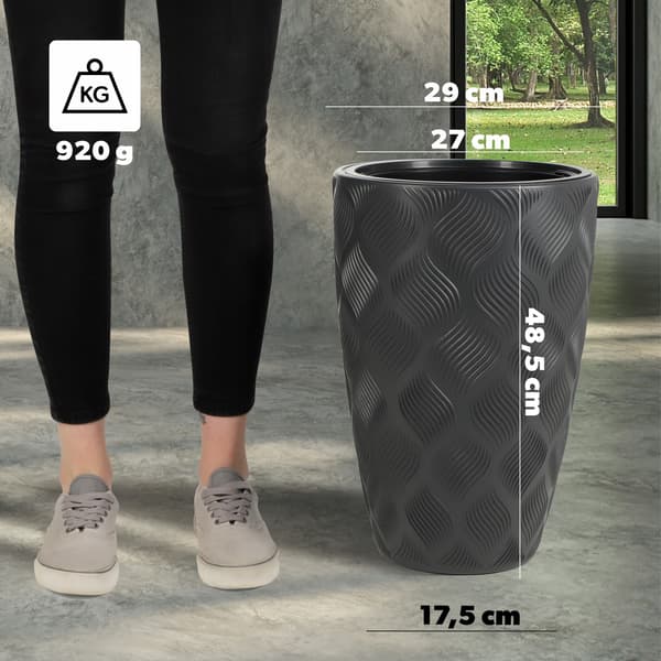 KADAX Urtepotte med Indsats 48cm Urtepottedæksel Plast Høj