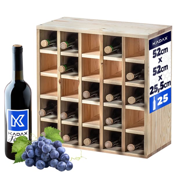 KADAX viinipulloteline puinen jalusta 25 pullolle alkoholikaappi hylly olohuoneeseen 52 cm