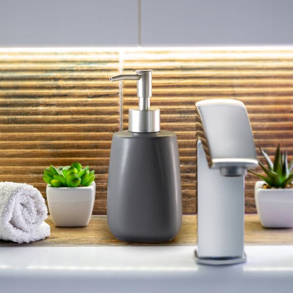 KADAX Tvålpump för flytande tvål 400 ml grå keramik 2 st
