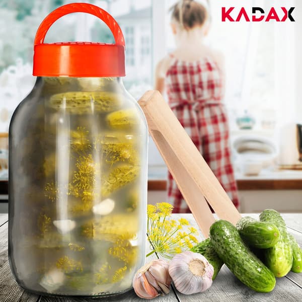 KADAX glaskrukke 4L til syltning af agurker med tang