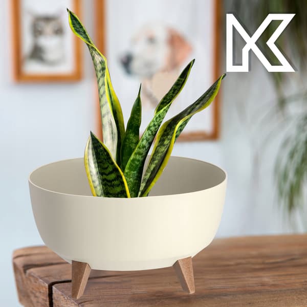KADAX Blomkruka, Kruka, Lock, Ben, Insats, Blomställning, 40cm, Creme, Rund Skål
