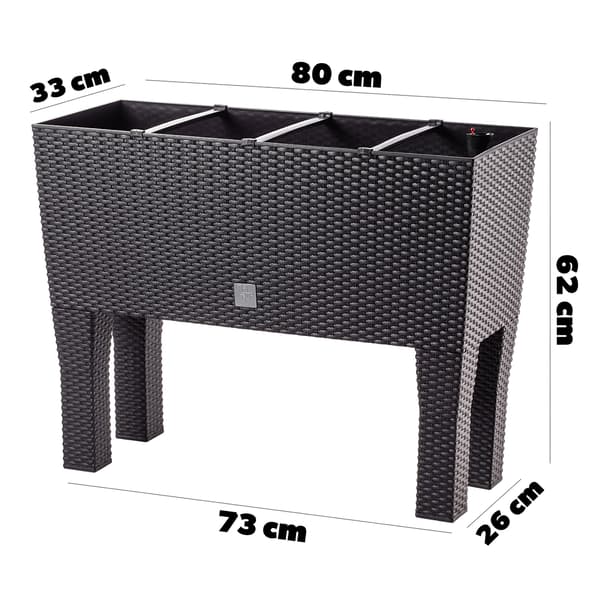 KADAX Urtepotte Haveplanter + Indsats Blomsterkasse på Ben Brun 80cm